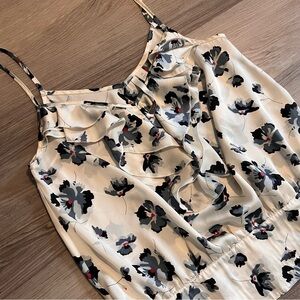 Lauren Conrad Floral Cream and Navy Women's Top